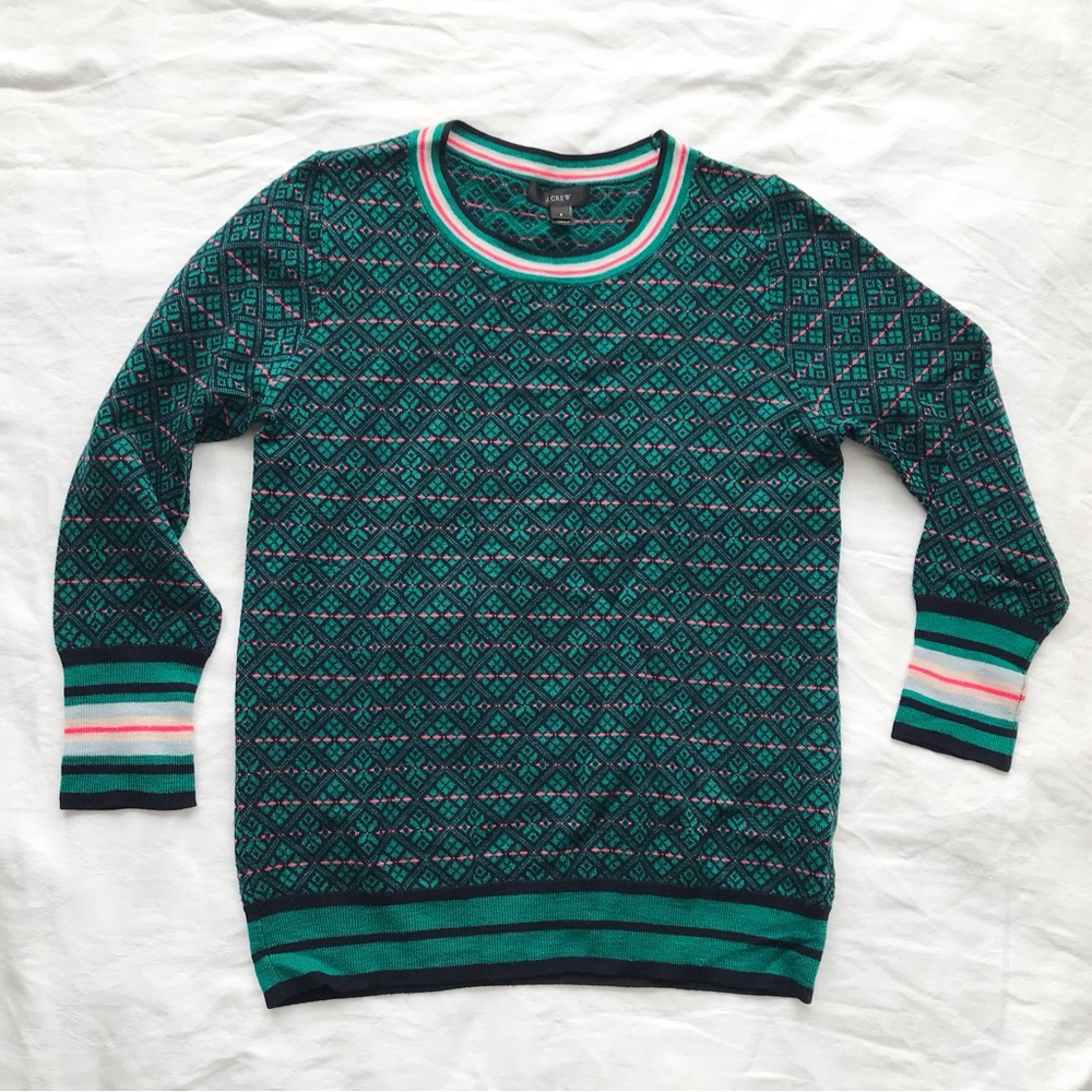J Crew women's  lightweight fine merino wool green , small.